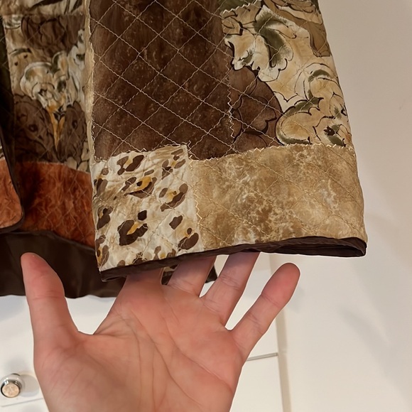 Vtg Alfred Dunner Silk Jacket Womens 2X Quilted Colorblock Animal Print Boho - Picture 5 of 7